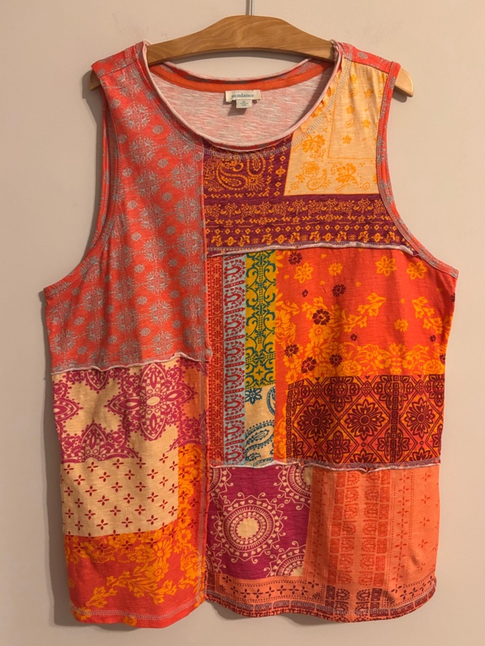 Sundance EUC Patchwork Cotton Tank Top